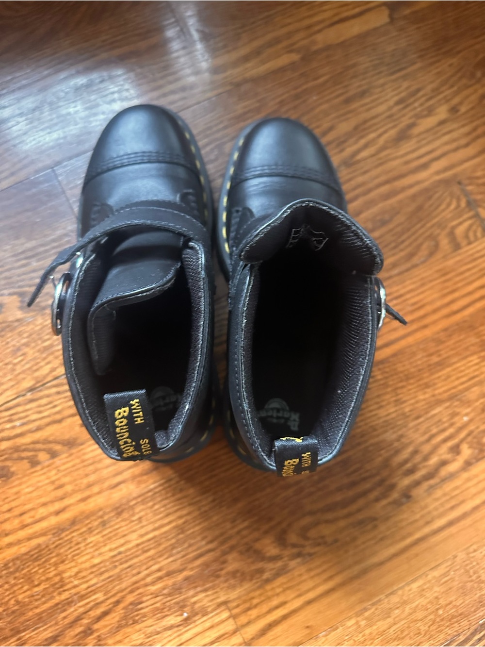 Dr. Martens Devon Circle Buckle Platform Boots Black - Picture 5 of 6